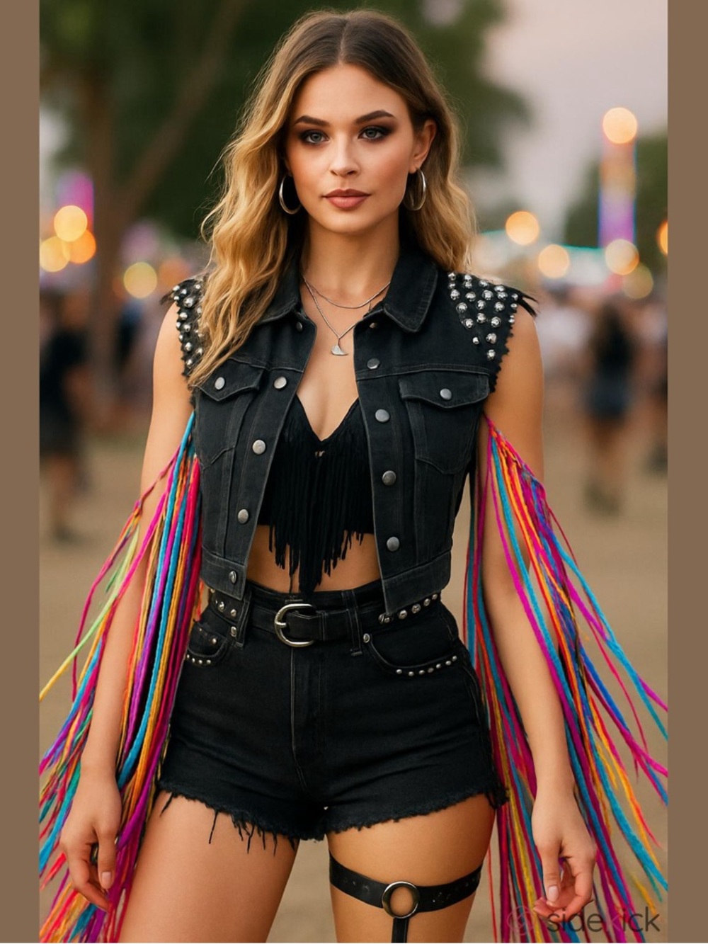 Women's ONLY Black Studded Denim Vest Standard US 8 EU 38